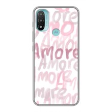 Чехол с розовым рисунком для Motorola MOTO E40 (Любовь)
