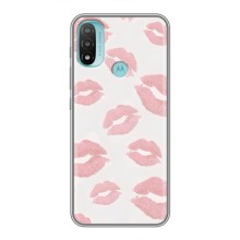 Чехол с розовым рисунком для Motorola MOTO E40 (Розовые губы)