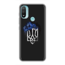 Чехол с украинским гербом на Motorola MOTO E40 (Герб с цветком)