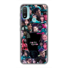 Чехол Гра в кальмара для Motorola MOTO E40 – Коллаж игры кальмара