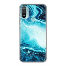 Мраморный чехол на Motorola MOTO E40 (VPrint) (Голубой мрамор)