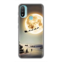 Новогодние, Праздничные Чехлы для Motorola MOTO E40 - 2024 год (Санта на луне)