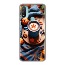 Чехол с уникальным дизайном «Осень с кофе» для Motorola MOTO E40 – Кофе и тыквы