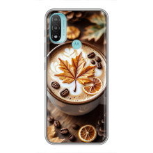 Чехол с уникальным дизайном «Осень с кофе» для Motorola MOTO E40 – Пряный кофе