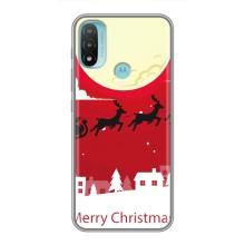 Рождественские Чехлы для Motorola MOTO E40 (VPrint) (Санта с оленями)