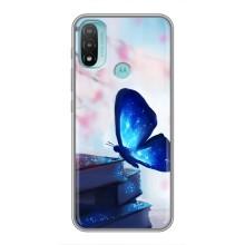 Силіконовий бампер з картинкою звірів для Motorola MOTO E40 (Метелик синій)