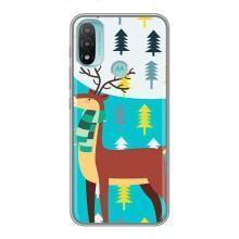 Силіконовий бампер з картинкою звірів для Motorola MOTO E40 (Олень із шарфом)