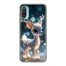 Яскравий чохол для Motorola MOTO E40 з Зимові Оленята – Блискуче оленятко