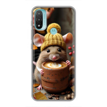 Друкований чохол 'Звірята з кавою' для Motorola MOTO E40 – Мишка з кавою