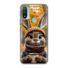 Друкований чохол 'Звірята з кавою' для Motorola MOTO E40 – Зайчик з кавою