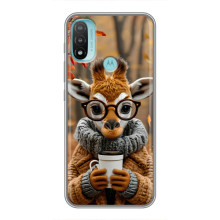 Друкований чохол 'Звірята з кавою' для Motorola MOTO E40 – Жираф з кавою
