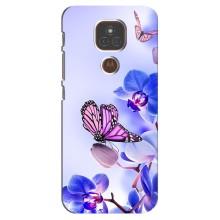 Чохли з квітами для Motorola MOTO E7 Plus (VPrint) (Метелик на квітах)