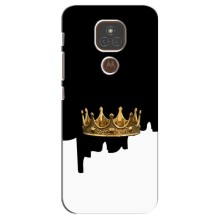 Чехол (Корона на чёрном фоне) для Мото Е7 Плюс – Золотая корона