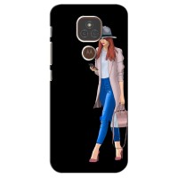 Чехол с картинкой Модные Девчонки Motorola Moto E7 Plus (Девушка со смартфоном)
