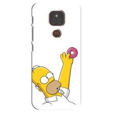 Чехол с Симпсонами для Motorola MOTO E7 Plus (VPrint) (Гомер с пончиком)