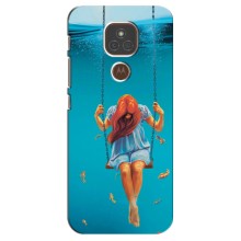 Чехол Стильные девушки на Motorola Moto E7 Plus – Девушка на качели