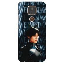 Чехлы Венсдей на Motorola MOTO E7 Plus Уэнсдей (AlphaPrint) – Уэнздей кошка