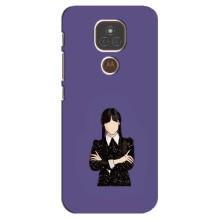 Чехлы Венсдей на Motorola MOTO E7 Plus Уэнсдей (AlphaPrint) – Уэнздей в черном