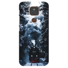 Новогодние, Праздничные Чехлы для Motorola MOTO E7 Plus - 2024 год (Зимний поезд)