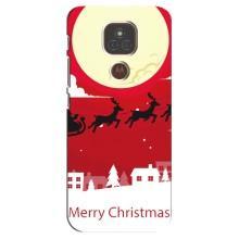 Рождественские Чехлы для Motorola MOTO E7 Plus (VPrint) (Санта с оленями)