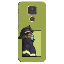 Силиконовый бампер (Работники) на Motorola Moto E7 Plus – Пожарник