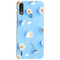 Чохол з Квітами для Motorola MOTO E7i / E7 Power (ромашки на блакитному)