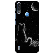 Чехол с принтом для Motorola Moto E7i / E7 Power (AlphaPrint) Модные коты (Котик и луна)