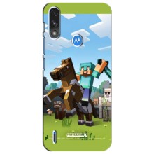 Чехлы для Motorola MOTO E7i / E7 Power (Персонажи Майн Крафт) – На коне