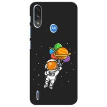Силиконовый Чехол с принтом "Космонавты" на Motorola Moto E7i / E7 Power (Космонавт с шариками)