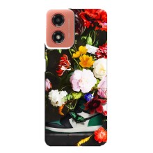 Брендновые Чехлы для Motorola MOTO G04 - (PREMIUMPrint) (Nike цветы)