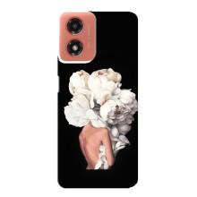 Чехлы (ART) Цветы на Motorola MOTO G04 (VPrint) (Белые цветы)