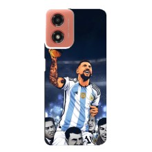 Чехлы для Motorola MOTO G04 (Leo чемпион) (AlphaPrint) (Месси с кубком)