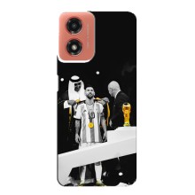 Чехлы для Motorola MOTO G04 (Leo чемпион) (AlphaPrint) (Месси в накидке)
