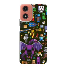 Чехол Майнкрафт на Motorola MOTO G04 (AlphaPrint) Minecraft (Коллаж Майнкрафт)