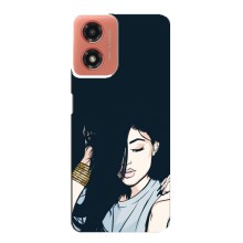 Чехол с печатью для Motorola MOTO G04 - (Мода) (AlphaPrint) (Красивая девочка)