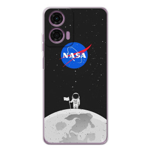 Силиконовый бампер с принтом "Наса" на Motorola MOTO G04 (Космонавт NASA)