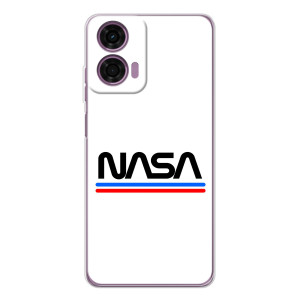 Силиконовый бампер с принтом "Наса" на Motorola MOTO G04 (NASA на белом фоне)