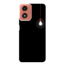 Чехол с картинками на черном фоне для Motorola MOTO G04 (Лампочка)