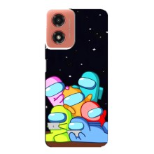 Чехол Амонг Ас для Motorola MOTO G04 (AlphaPrint) (Скины в космосе)