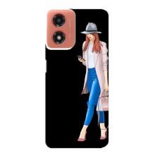 Чехол с картинкой Модные Девчонки Motorola MOTO G04 (Девушка со смартфоном)