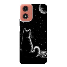 Чехол с принтом для Motorola MOTO G04 (AlphaPrint) Модные коты (Котик и луна)