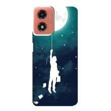 Чехол (ТПУ) с планетами на Motorola MOTO G04 – To The moon