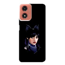 Чехлы Венсдей на Motorola MOTO G04 Уэнсдей (AlphaPrint) (серьезная Уэнздей)