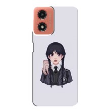 Чехлы Венсдей на Motorola MOTO G04 Уэнсдей (AlphaPrint) (Уэнздей и Вещь)