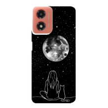 Чехол с рисунком кот на Motorola MOTO G04 (Девушка с котом)