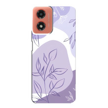 Силиконовый чехол с принтом в цветах на Motorola MOTO G04 (Фиолетовый дизайн)