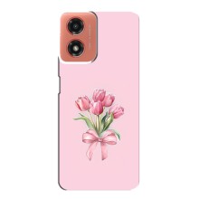 Чехол с розовым рисунком для Motorola MOTO G04 (Букет цветов)
