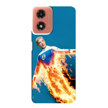 Чехол с принтом Фантастическая четверка для Motorola MOTO G04 – Человек-Факел