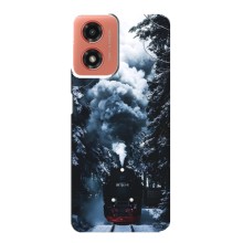 Новогодние, Праздничные Чехлы для Motorola MOTO G04 - 2024 год (Зимний поезд)