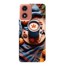 Чехол с уникальным дизайном «Осень с кофе» для Motorola MOTO G04 – Кофе и тыквы